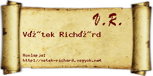 Vétek Richárd névjegykártya